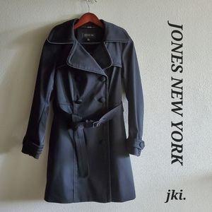 Jones New York Petite Women's Black Trench Coat